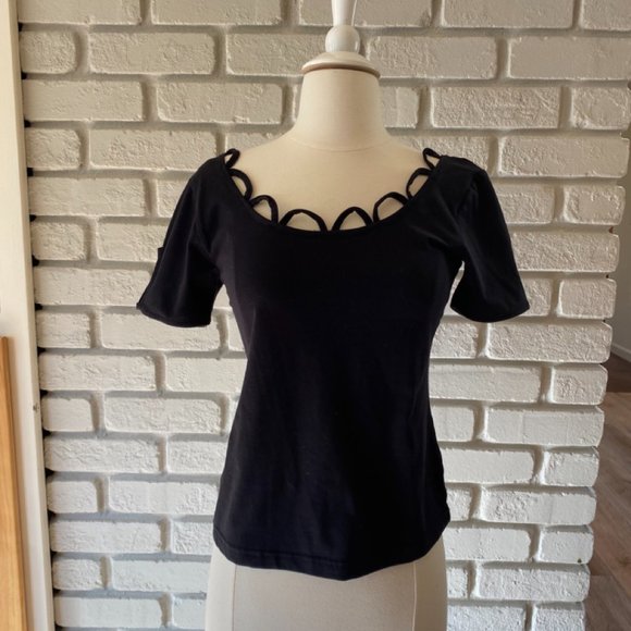 Effie's Heart Tops - Effie’s Heart Little Black Top with Cut Out Detail S #072